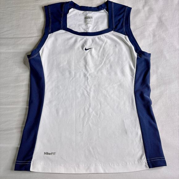 Y2K Nike Center Swoosh Tank White and Navy - Picture 1 of 6